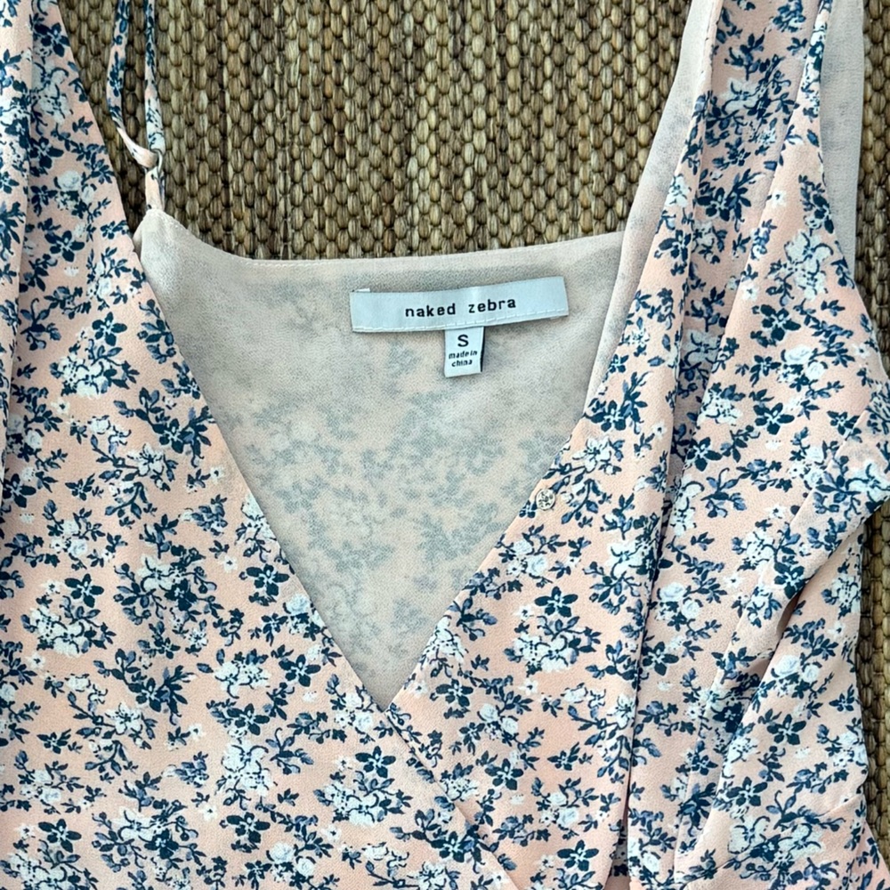 Naked Zebra Blush and Navy Floral Mini Dress